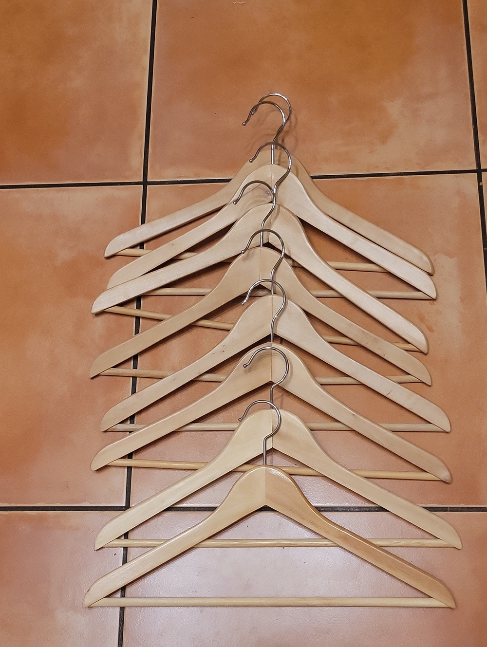 Set Of 8 Solid Wood Hangers Pants Shirts